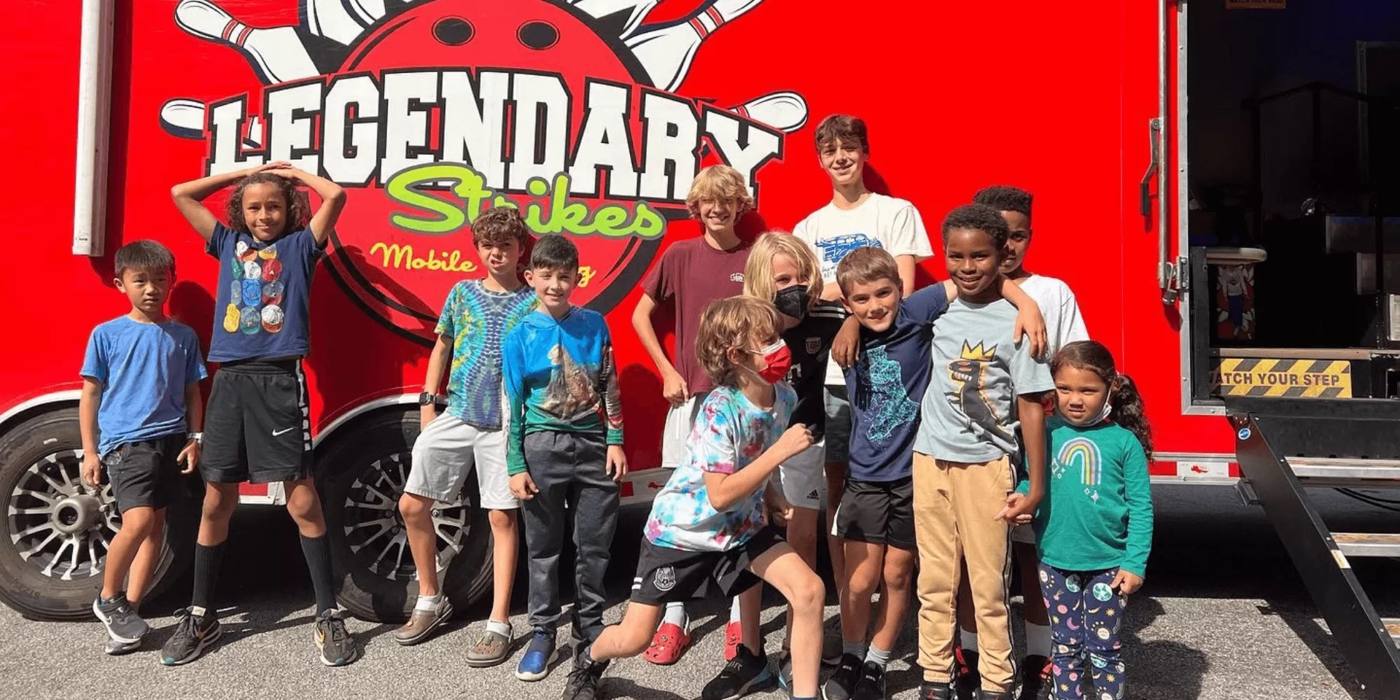 Legendary Strikes game truck and mobile bowling trailer at an Atlanta event