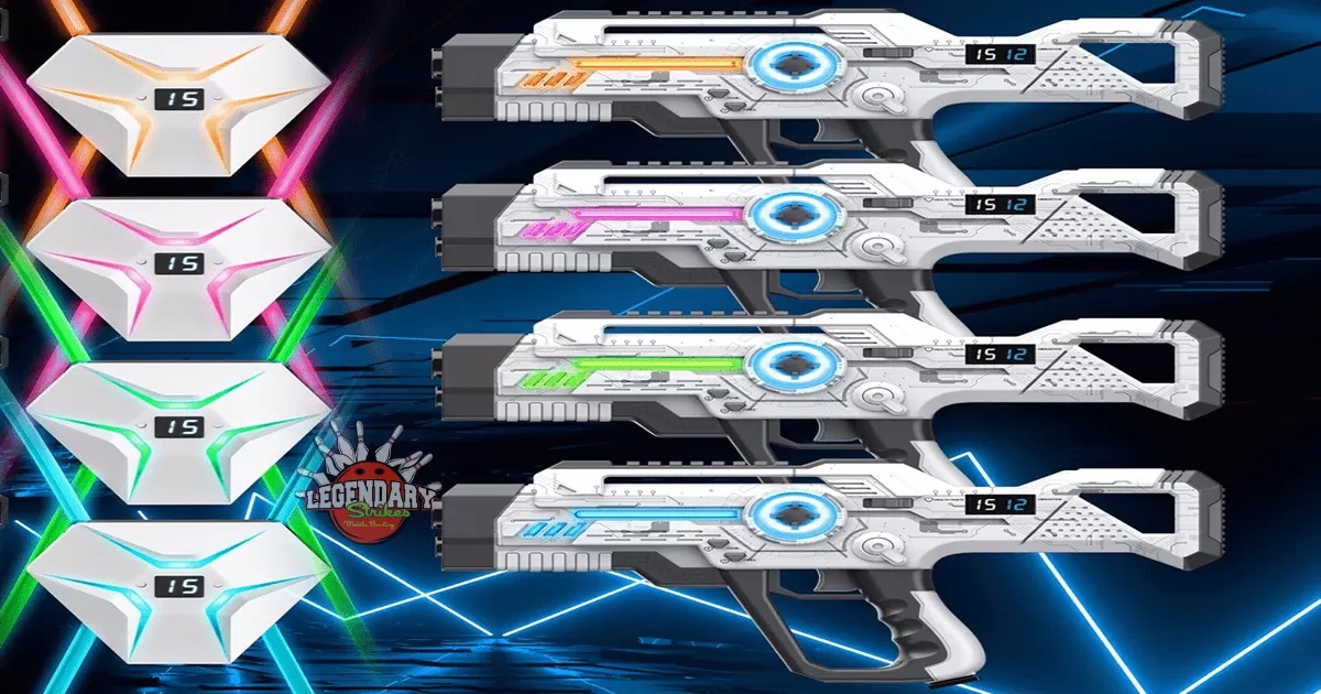 Legendary Strikes mobile laser tag blasters used for laser tag battles at events